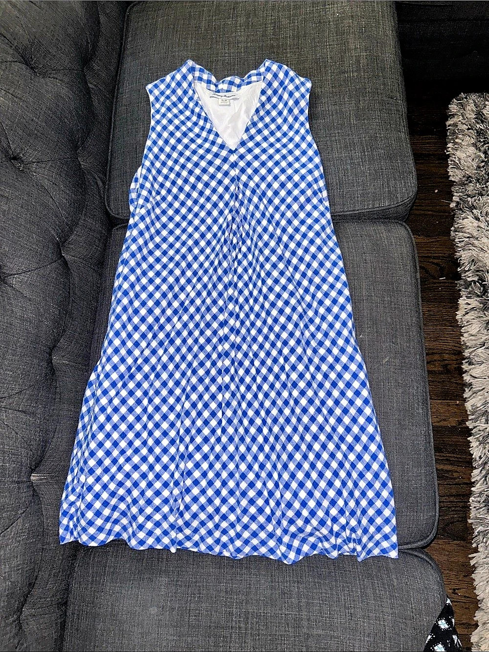 Tommy Bahama Gingham Mini Dress in Blue & White Size Medium